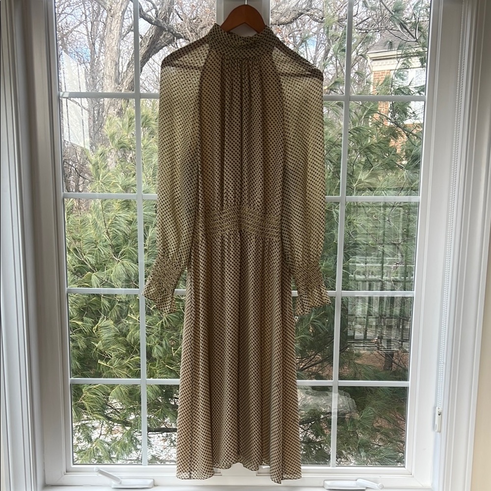 Tory Burch Elegant Polka Dot Dress in Beige - Picture 1 of 12